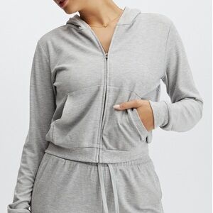Fabletics Light Gray Zip-Up Hoodie